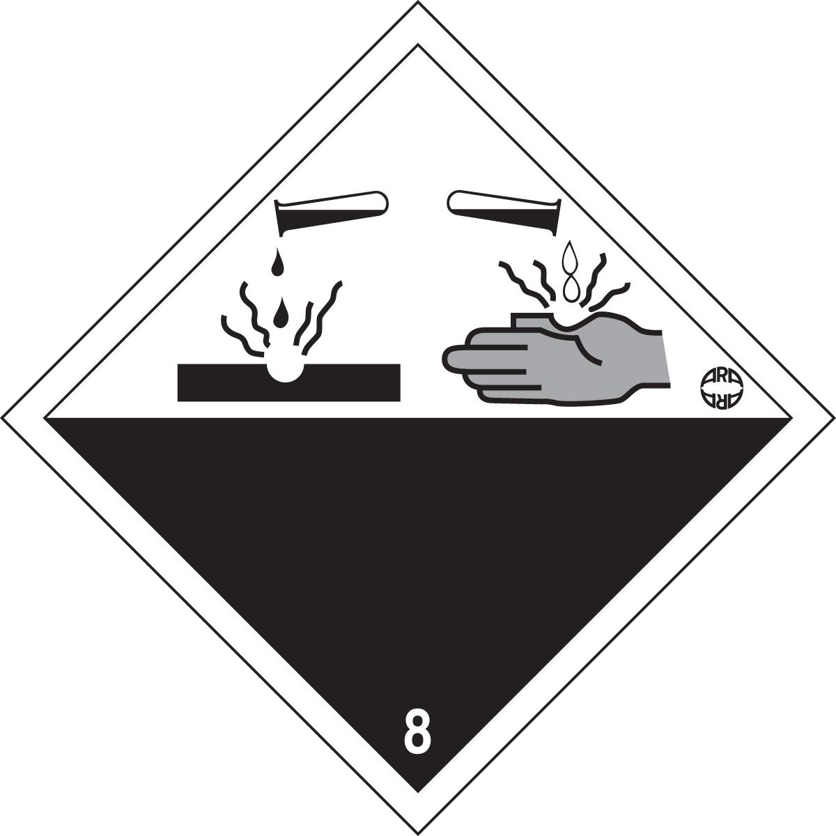 Alu-Plakette Gefahrensymbol Nr. 8 „Ätzende Stoffe”